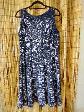 Perceptions New York Polka Dot Sleeveless Midi/A-Line Dress Size XL